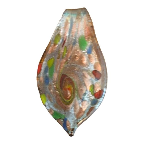 Glass pendant for necklace Murano style handmade multicolor glass metallic tear - Picture 1 of 3